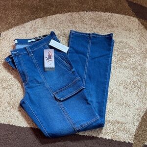 Stylish Sophia Vergara Blue Boot Cut Cargo Jeans size 18 NWT